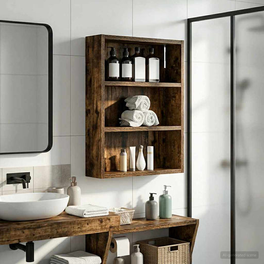 vidaXL Bathroom Wall Cabinet with Shelf Smoked Oak 40 x 10 x 50 cm