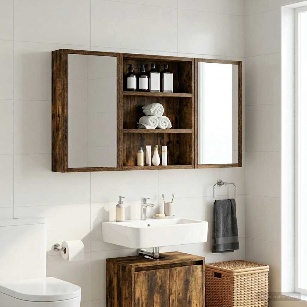 vidaXL Bathroom Wall Cabinet with Shelf Smoked Oak 40 x 10 x 50 cm