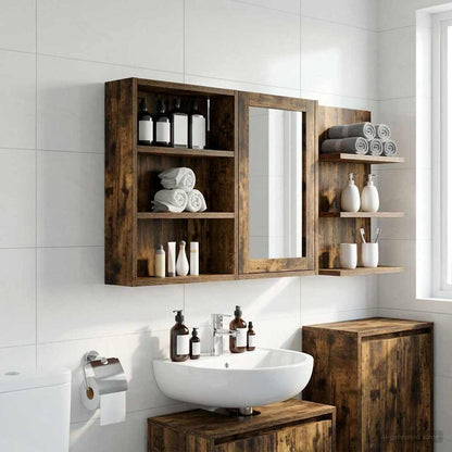 vidaXL Bathroom Wall Cabinet with Shelf Smoked Oak 40 x 10 x 50 cm
