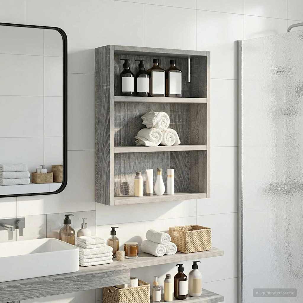 vidaXL Bathroom Wall Cabinet with Shelf Grey Sonoma 40 x 10 x 50 cm