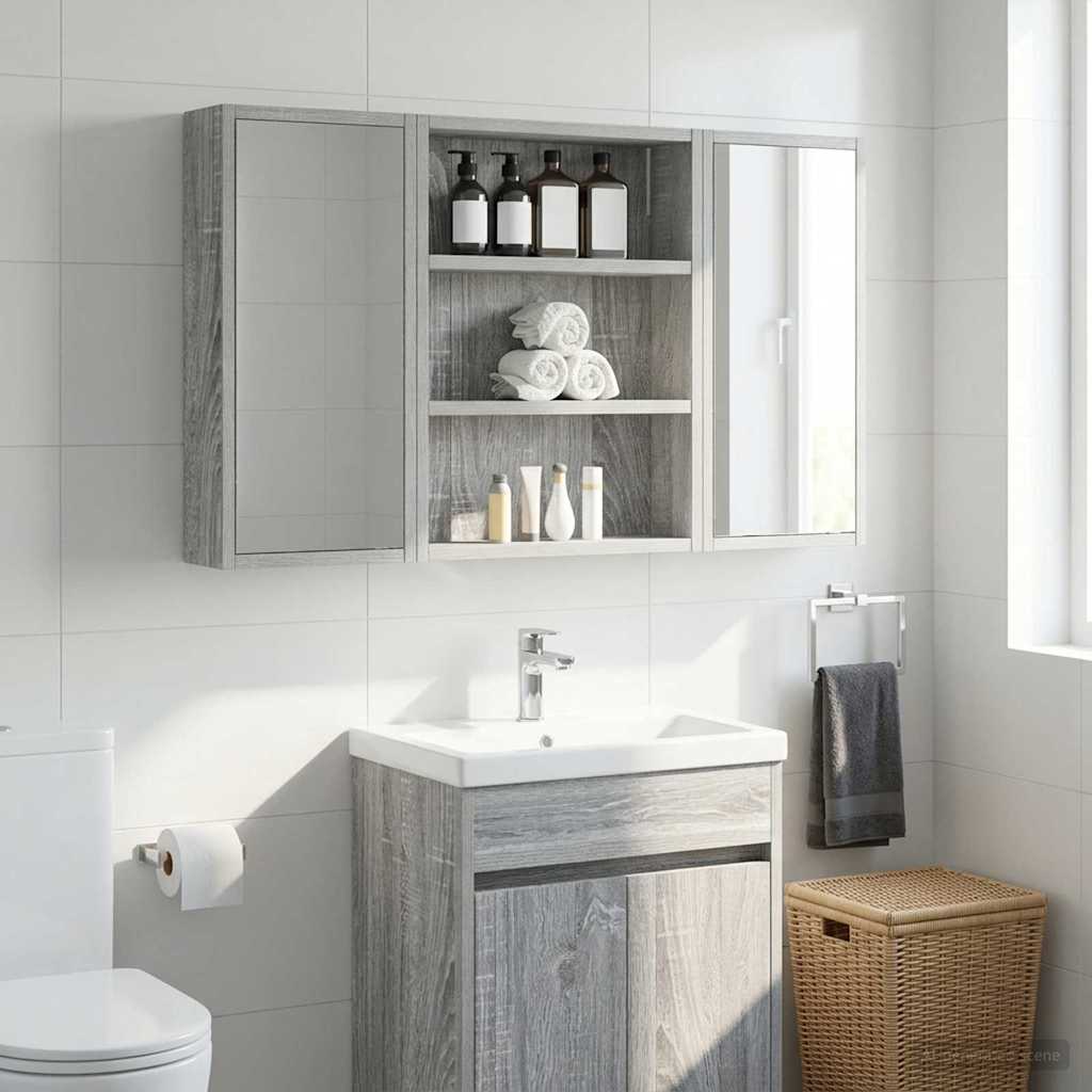 vidaXL Bathroom Wall Cabinet with Shelf Grey Sonoma 40 x 10 x 50 cm