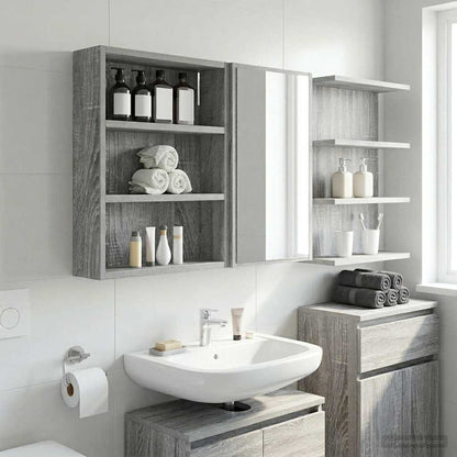 vidaXL Bathroom Wall Cabinet with Shelf Grey Sonoma 40 x 10 x 50 cm