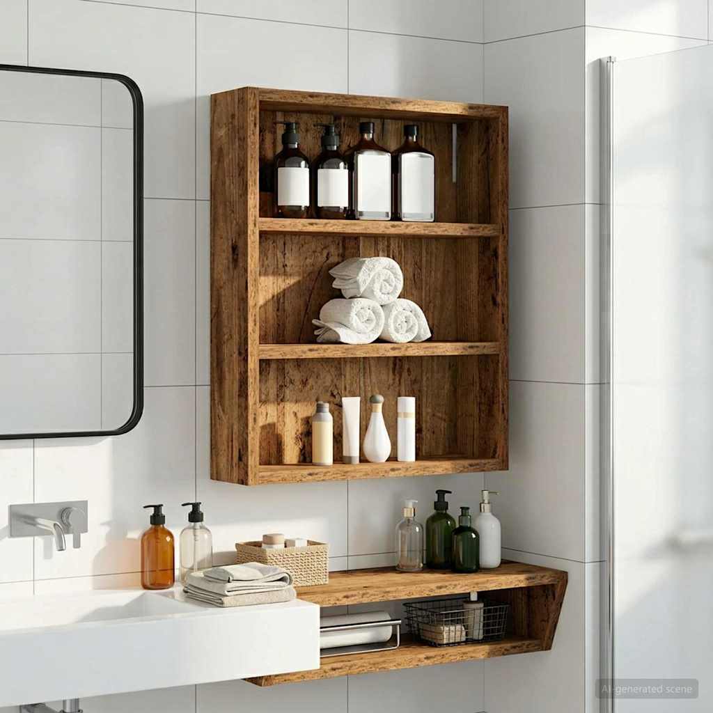 vidaXL Bathroom Wall Cabinet Old Wood 40 x 10 x 50 cm Engineered wood