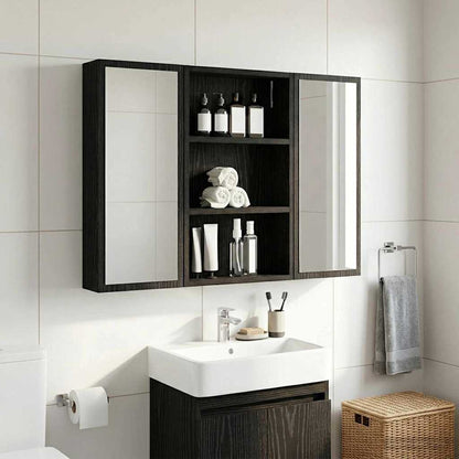 vidaXL Bathroom Wall Cabinet with Shelf Black Oak 40 x 10 x 60.5 cm