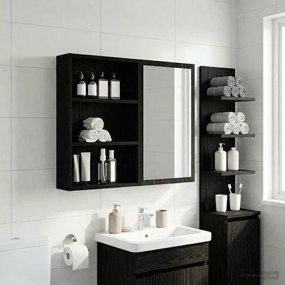 vidaXL Bathroom Wall Cabinet with Shelf Black Oak 40 x 10 x 60.5 cm