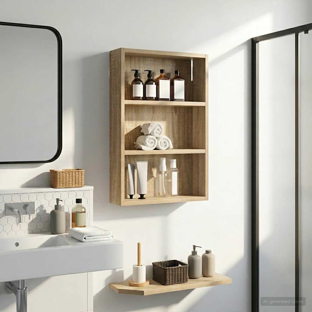 vidaXL Bathroom Wall Cabinet Sonoma Oak 40 x 10 x 60.5 cm
