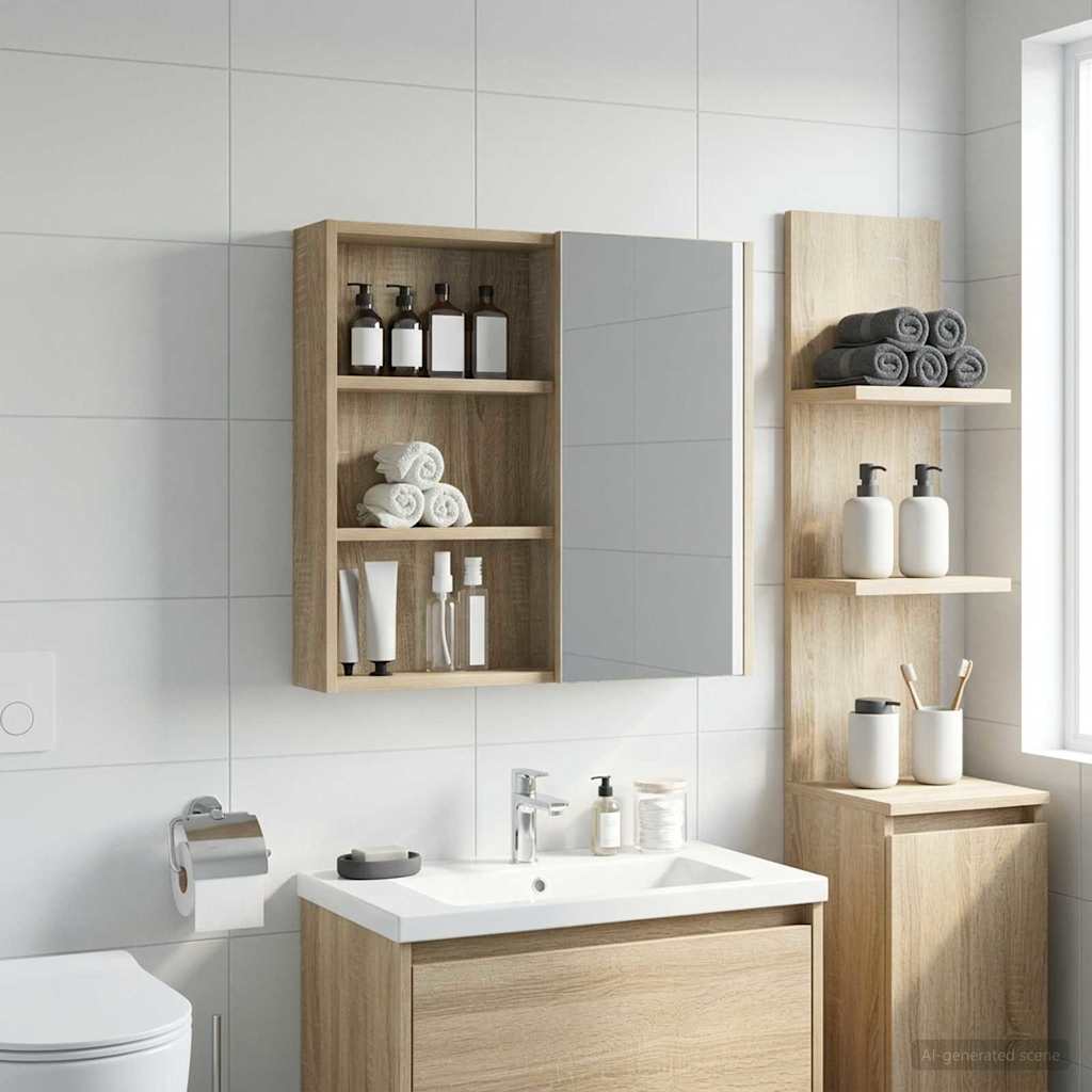 vidaXL Bathroom Wall Cabinet Sonoma Oak 40 x 10 x 60.5 cm