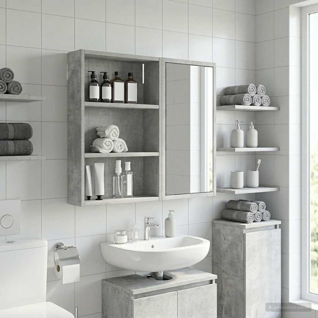 vidaXL Bathroom Wall Cabinet Concrete Grey 40 x 10 x 60.5 cm