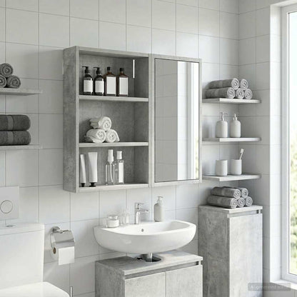 vidaXL Bathroom Wall Cabinet Concrete Grey 40 x 10 x 60.5 cm