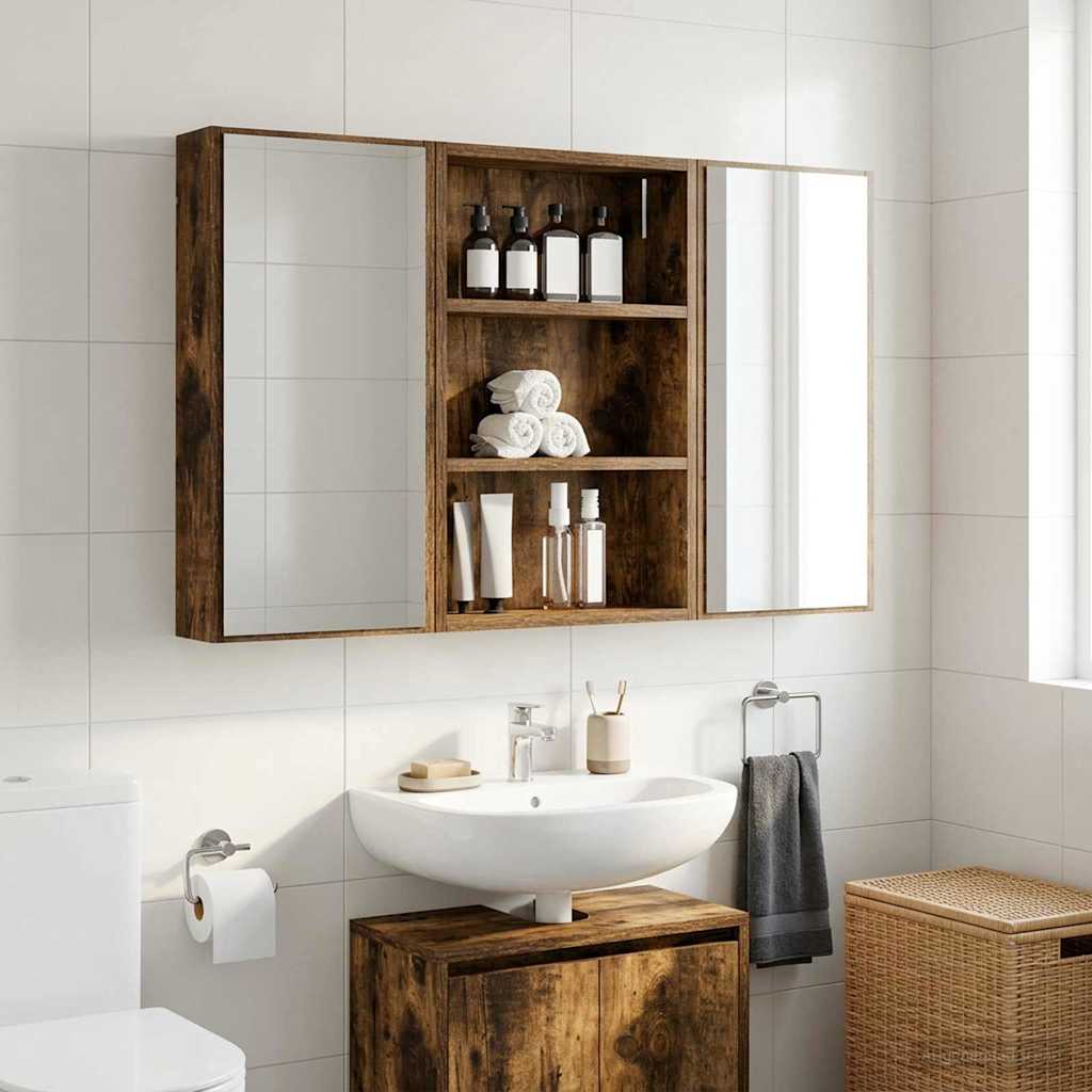 vidaXL Bathroom Wall Cabinet with Shelf Smoked Oak 40 x 10 x 60.5 cm