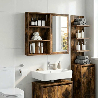 vidaXL Bathroom Wall Cabinet with Shelf Smoked Oak 40 x 10 x 60.5 cm