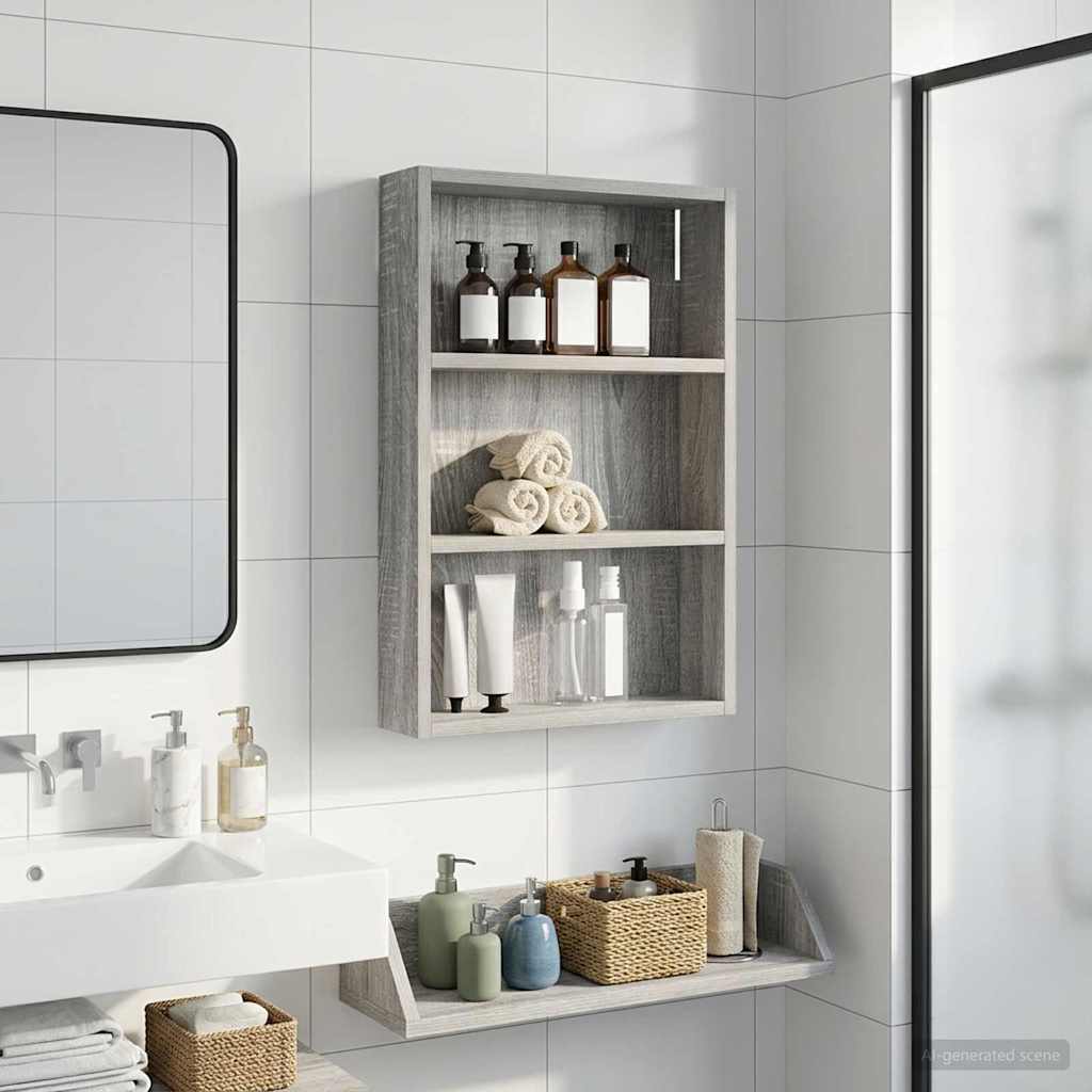 vidaXL Bathroom Wall Cabinet with Shelf Grey Sonoma 40 x 10 x 60.5 cm