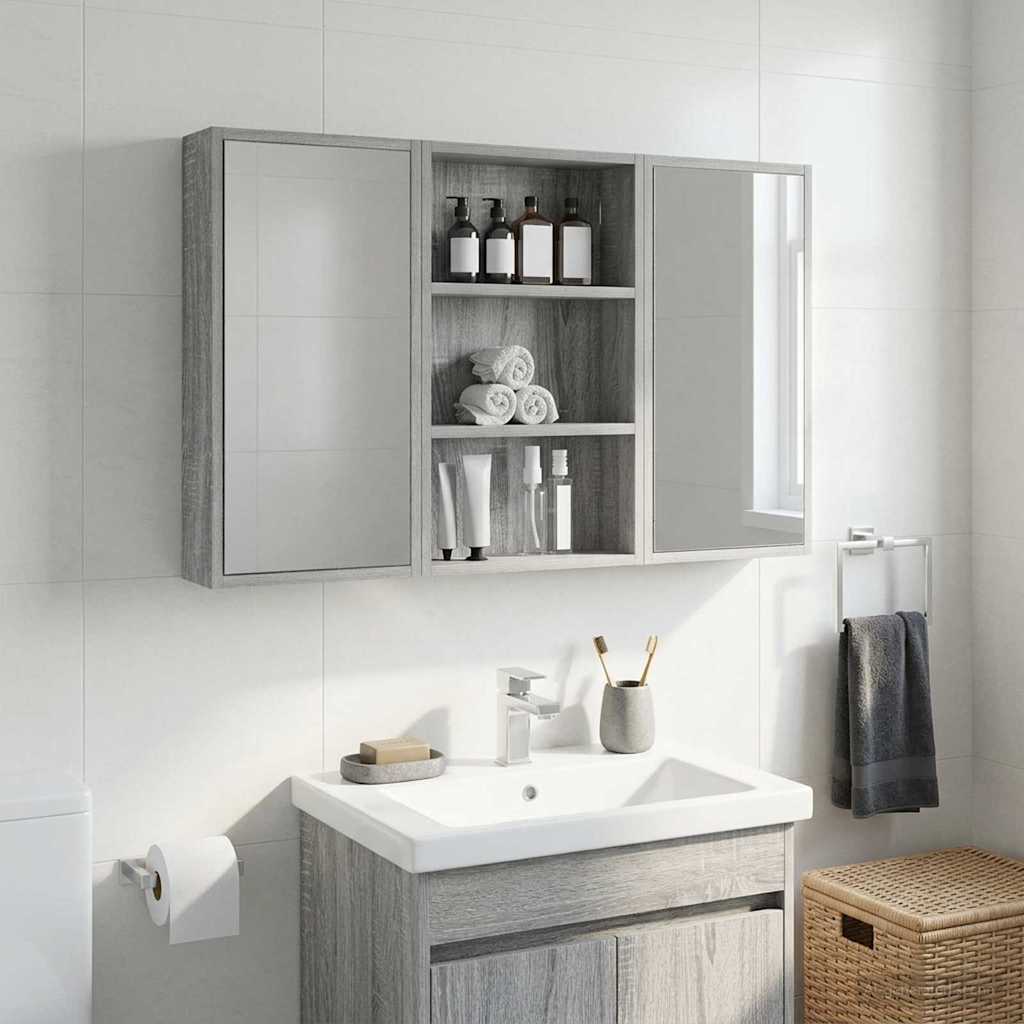 vidaXL Bathroom Wall Cabinet with Shelf Grey Sonoma 40 x 10 x 60.5 cm