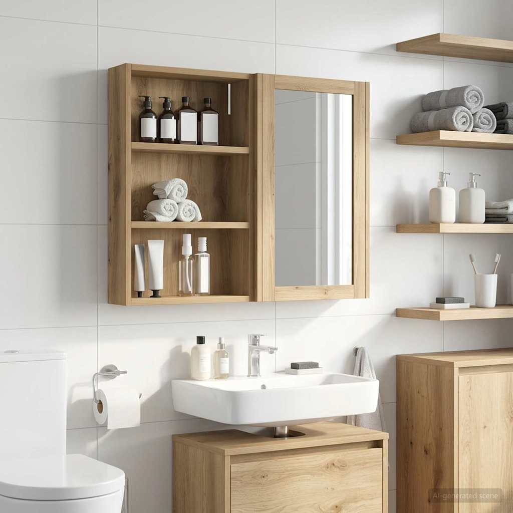 vidaXL Bathroom Wall Cabinet Artisian Oak 40 x 10 x 60.5 cm