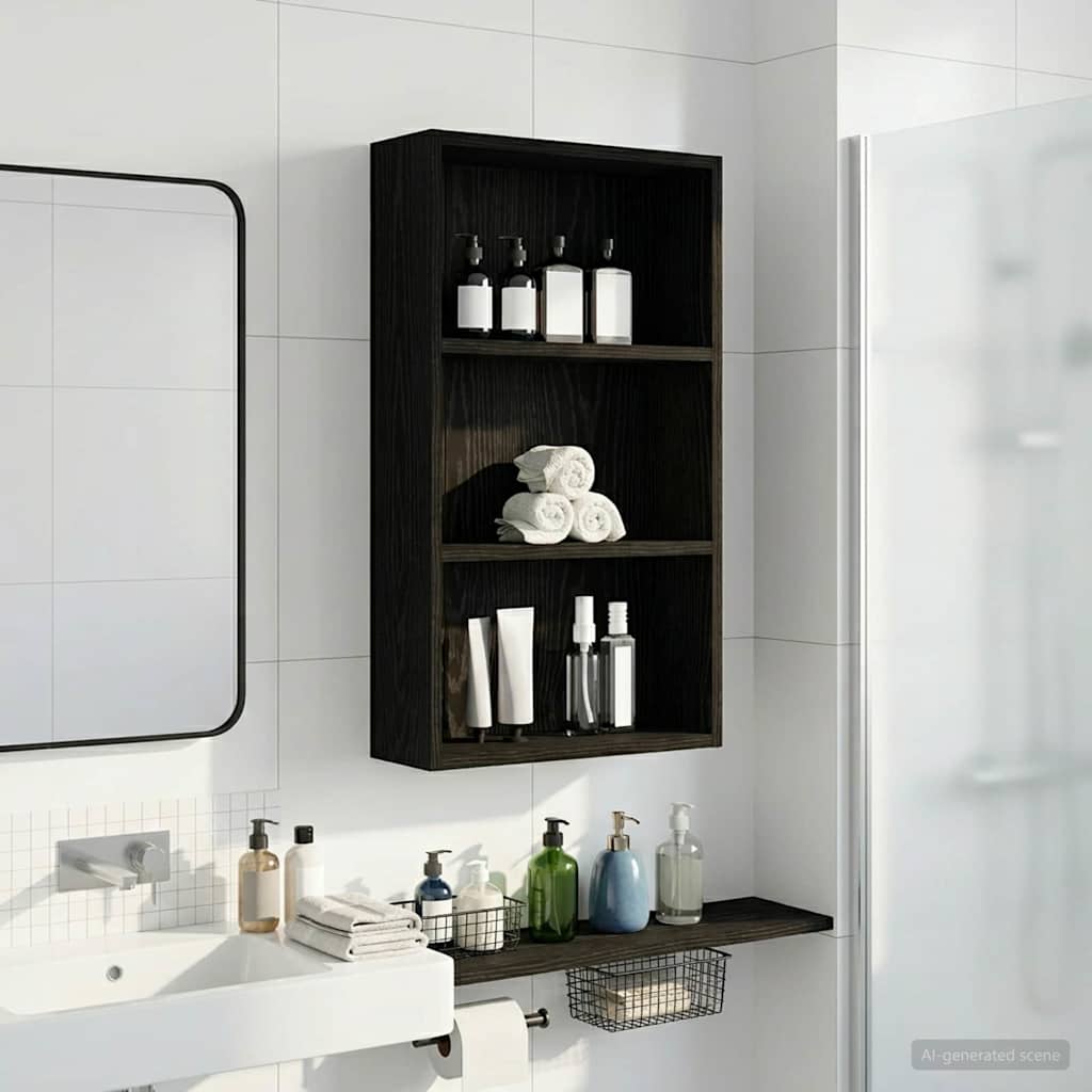 vidaXL Bathroom Wall Cabinet Black Oak 40 x 14 x 70 cm Engineered wood