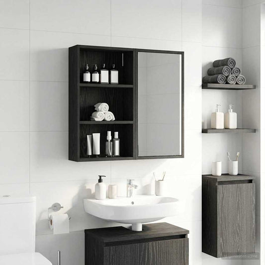 vidaXL Bathroom Wall Cabinet Black Oak 40 x 14 x 70 cm Engineered wood