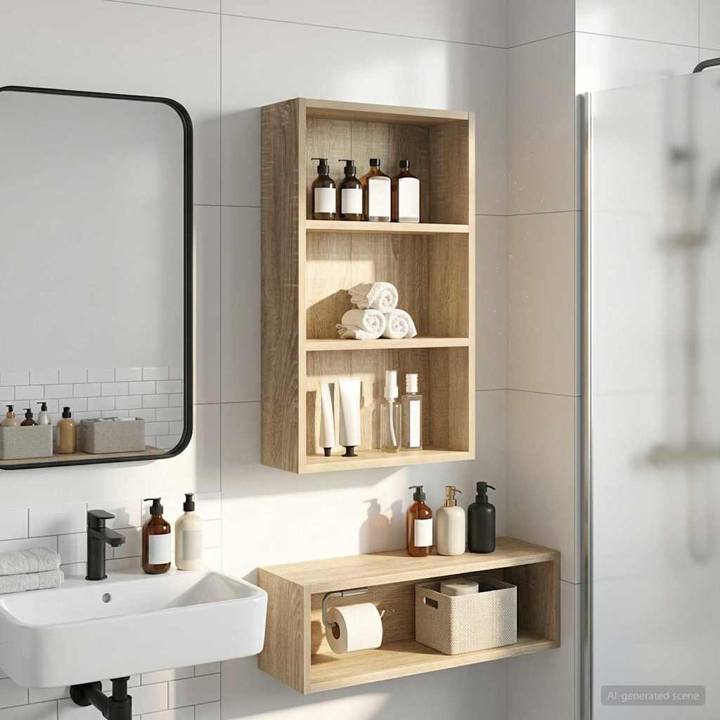 vidaXL Bathroom Wall Cabinet with Shelf Sonoma Oak 40 x 14 x 70 cm