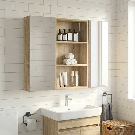 vidaXL Bathroom Wall Cabinet with Shelf Sonoma Oak 40 x 14 x 70 cm