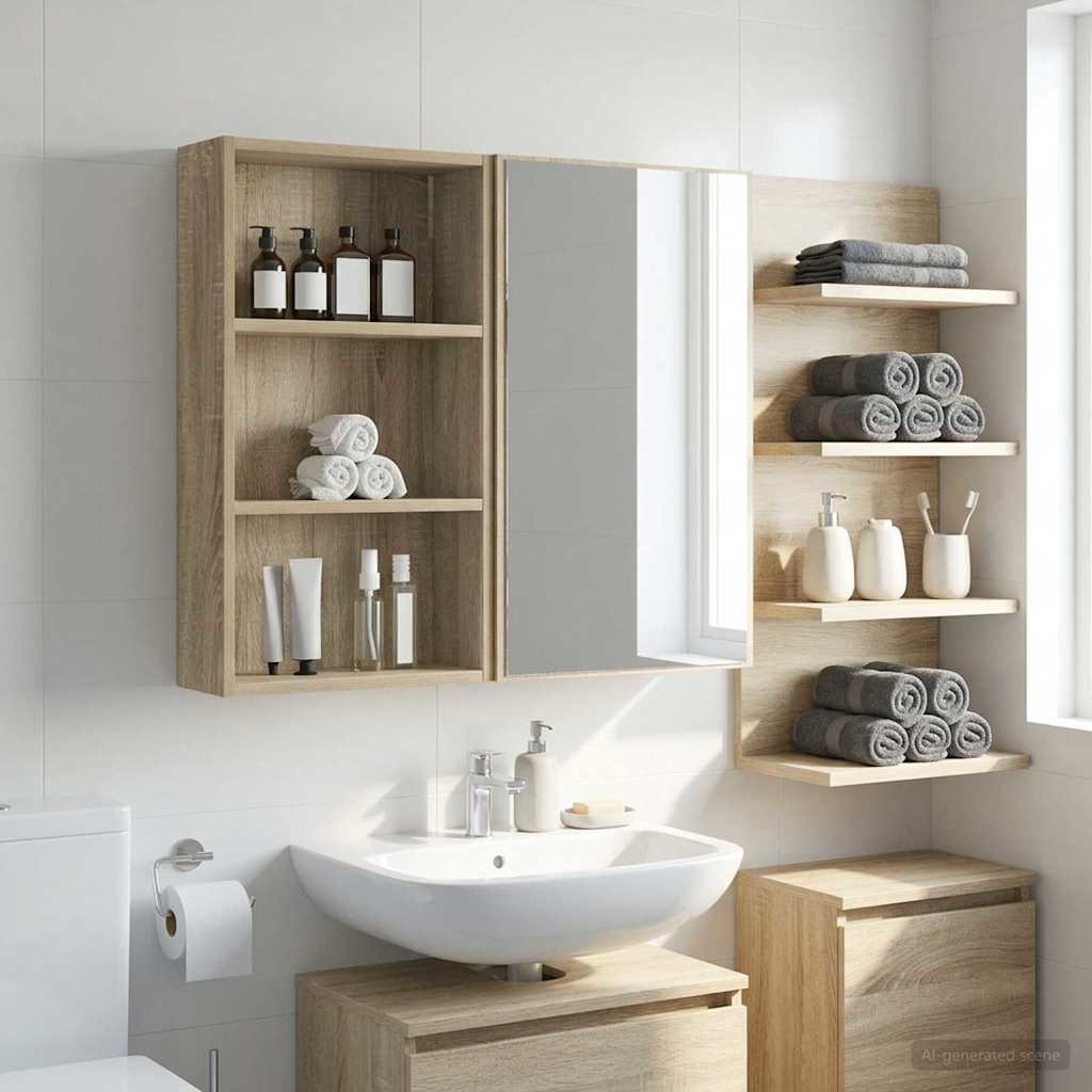 vidaXL Bathroom Wall Cabinet with Shelf Sonoma Oak 40 x 14 x 70 cm