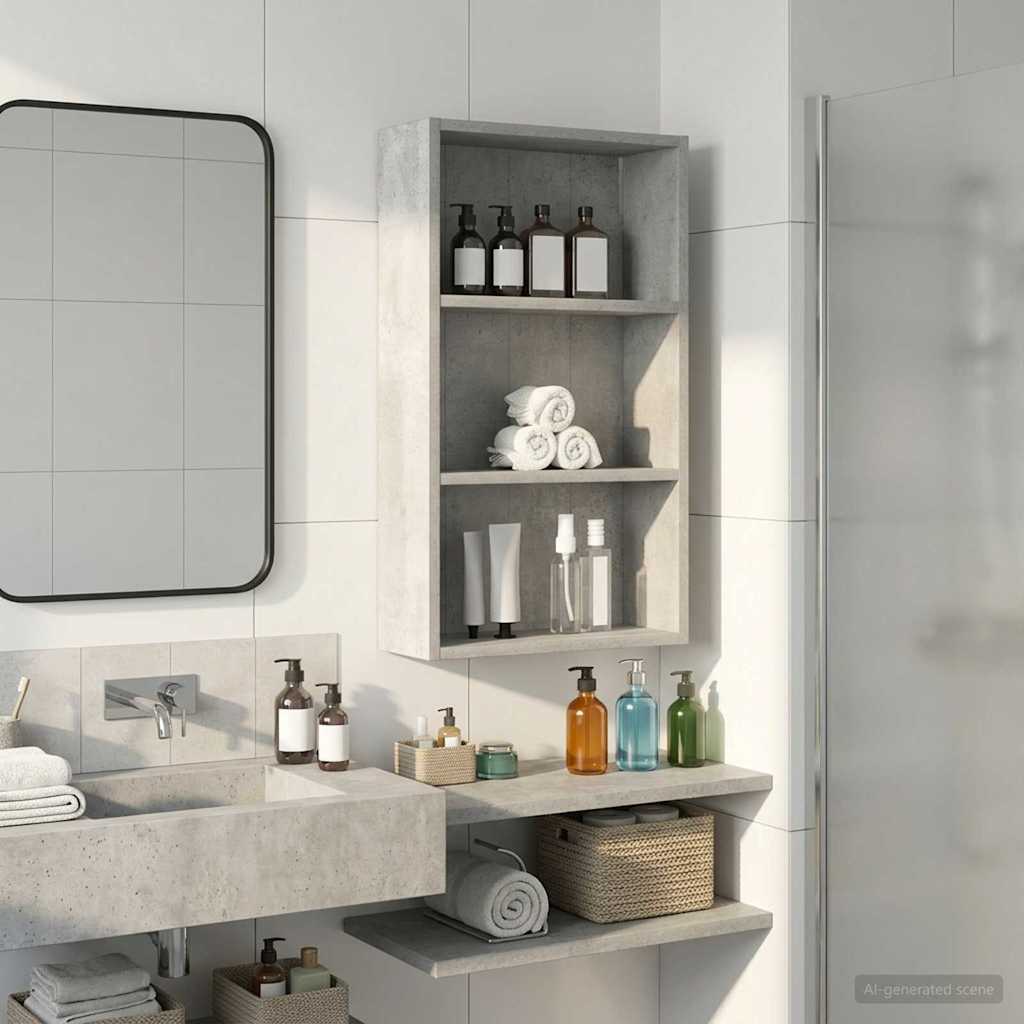 vidaXL Bathroom Wall Cabinet Concrete Grey 40 x 14 x 70 cm