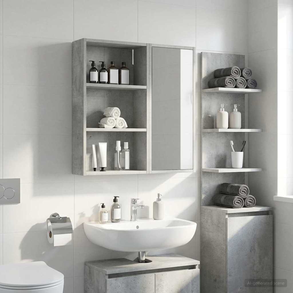 vidaXL Bathroom Wall Cabinet Concrete Grey 40 x 14 x 70 cm