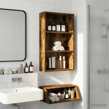vidaXL Bathroom Wall Cabinet with Shelf Smoked Oak 40 x 14 x 70 cm