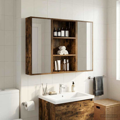 vidaXL Bathroom Wall Cabinet with Shelf Smoked Oak 40 x 14 x 70 cm