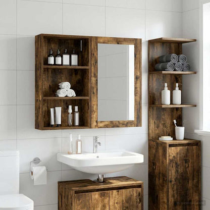 vidaXL Bathroom Wall Cabinet with Shelf Smoked Oak 40 x 14 x 70 cm