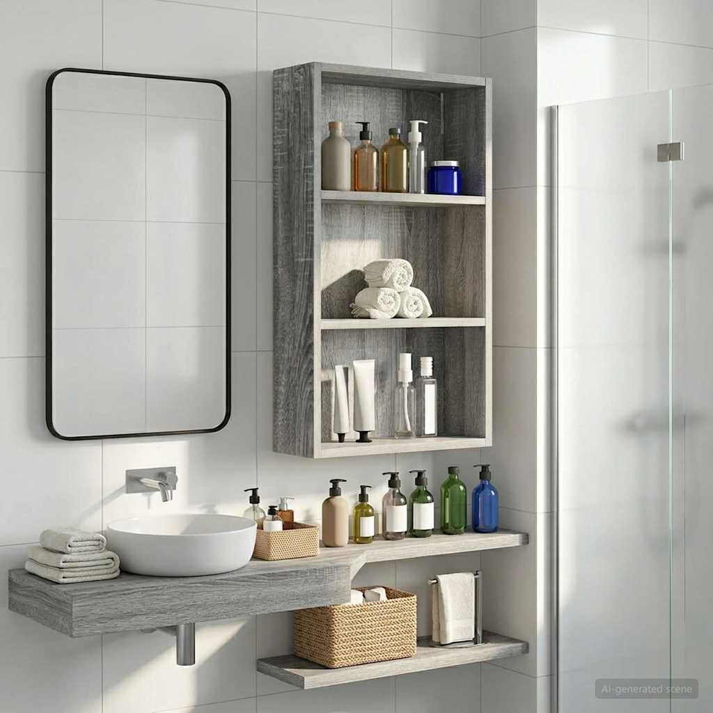 vidaXL Bathroom Wall Cabinet with Shelf Grey Sonoma 40 x 14 x 70 cm