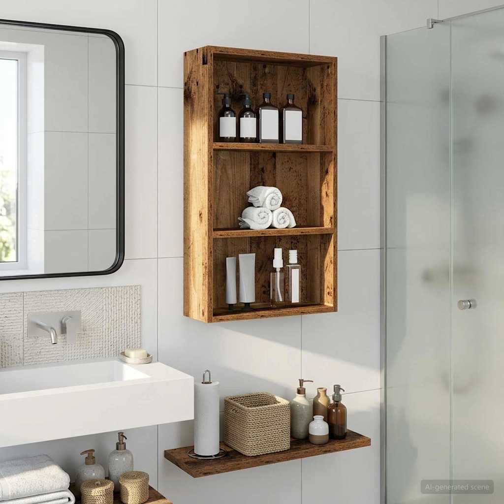vidaXL Bathroom Wall Cabinet Old Wood 40 x 14 x 70 cm Engineered wood