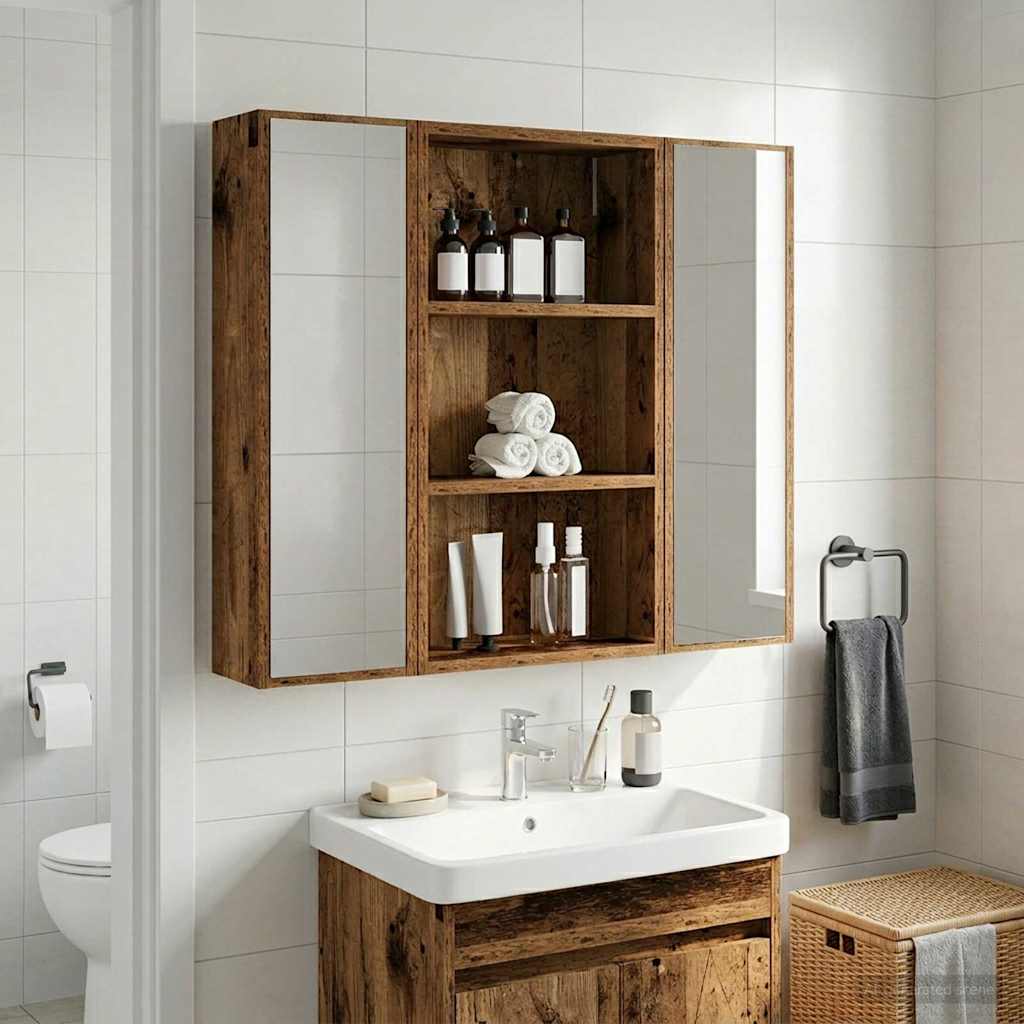 vidaXL Bathroom Wall Cabinet Old Wood 40 x 14 x 70 cm Engineered wood