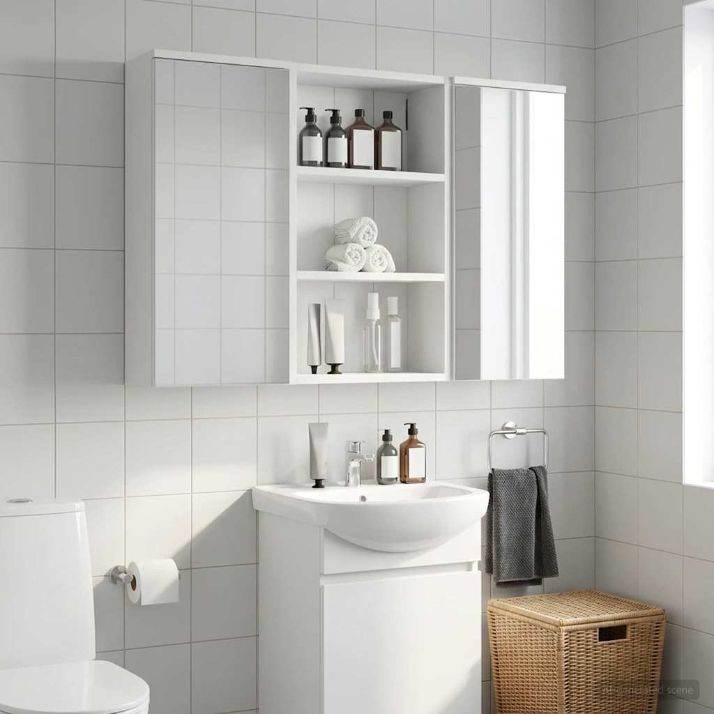 vidaXL Bathroom Wall Cabinet White 40 x 16 x 62.5 cm Engineered wood