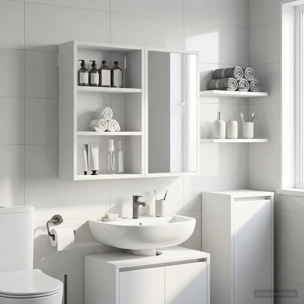 vidaXL Bathroom Wall Cabinet White 40 x 16 x 62.5 cm Engineered wood