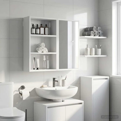 vidaXL Bathroom Wall Cabinet White 40 x 16 x 62.5 cm Engineered wood