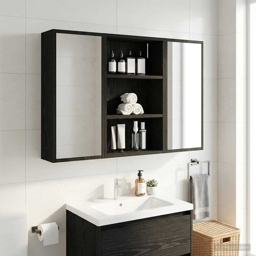 vidaXL Bathroom Wall Cabinet with Shelf Black Oak 40 x 16 x 62.5 cm