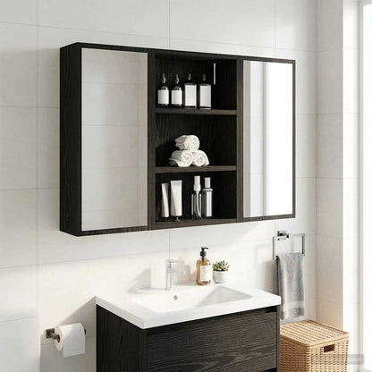 vidaXL Bathroom Wall Cabinet with Shelf Black Oak 40 x 16 x 62.5 cm