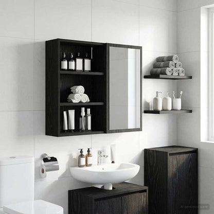 vidaXL Bathroom Wall Cabinet with Shelf Black Oak 40 x 16 x 62.5 cm