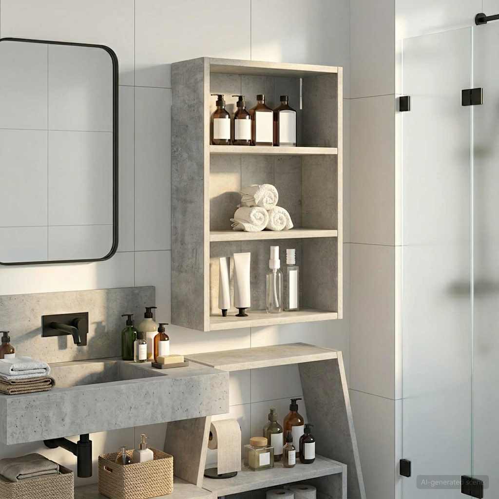 vidaXL Bathroom Wall Cabinet Concrete Grey 40 x 16 x 62.5 cm