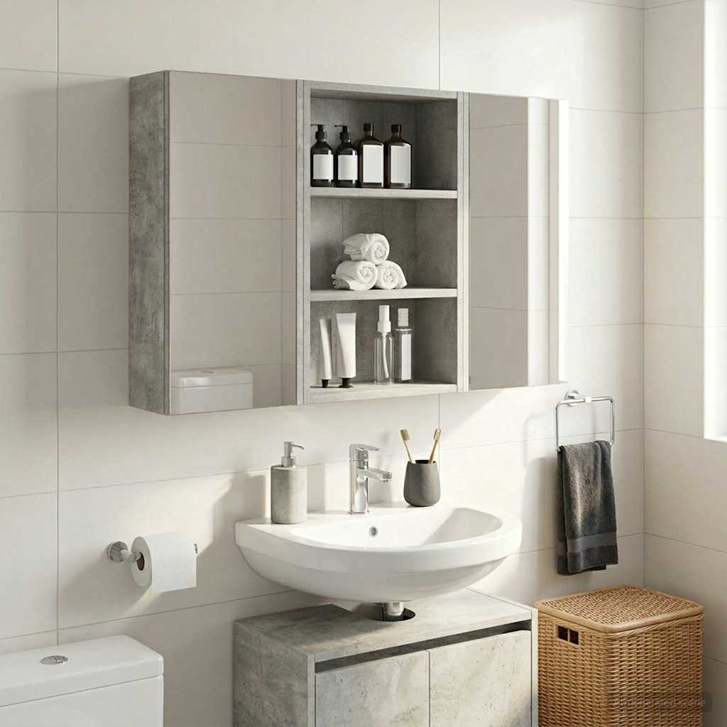 vidaXL Bathroom Wall Cabinet Concrete Grey 40 x 16 x 62.5 cm