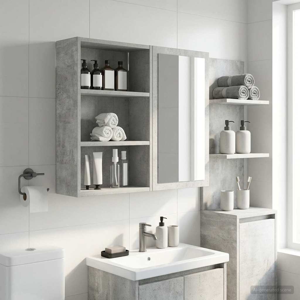 vidaXL Bathroom Wall Cabinet Concrete Grey 40 x 16 x 62.5 cm