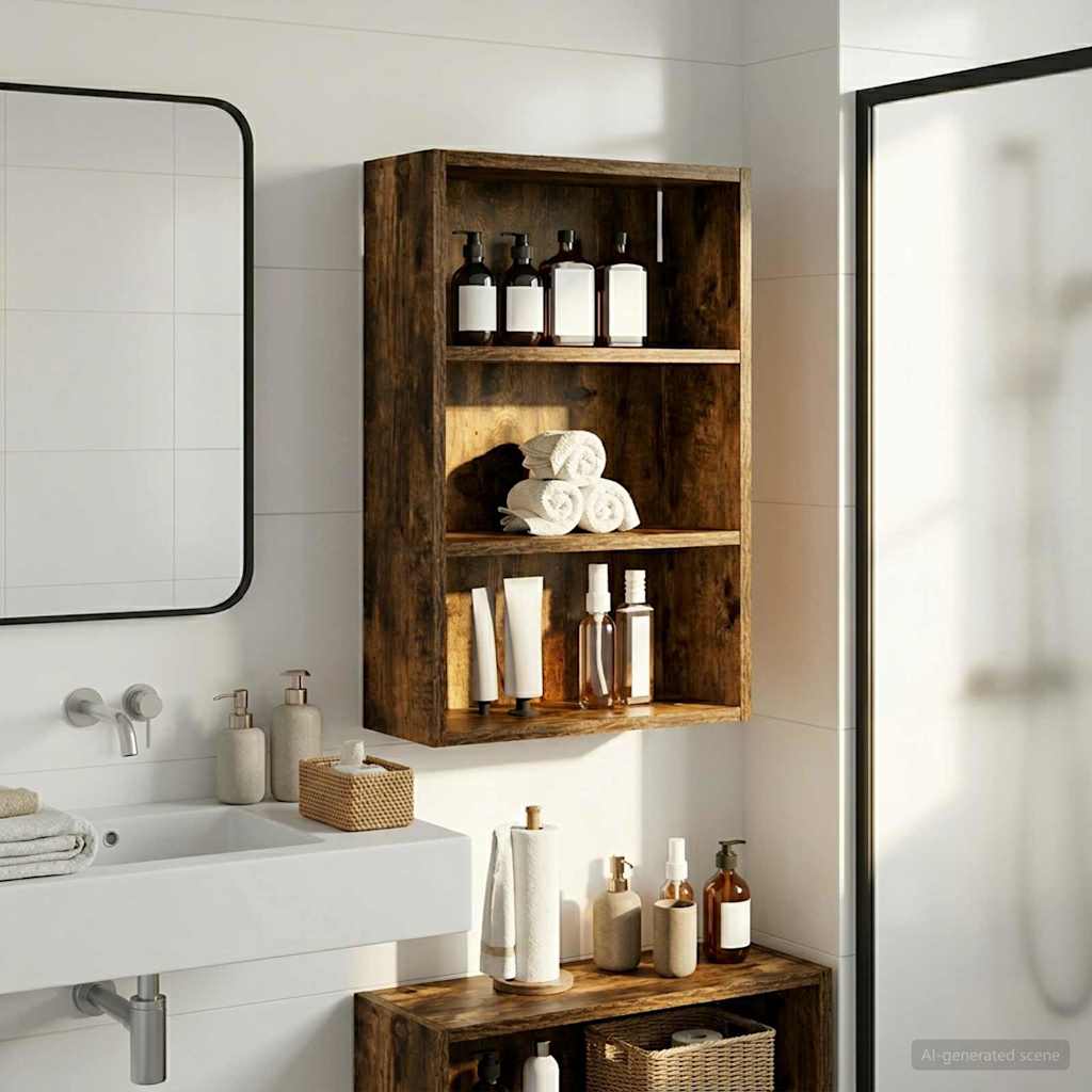 vidaXL Bathroom Wall Cabinet with Shelf Smoked Oak 40 x 16 x 62.5 cm