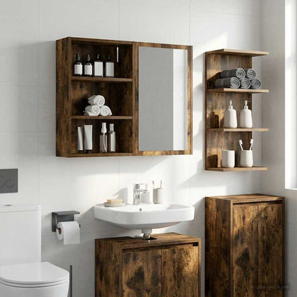 vidaXL Bathroom Wall Cabinet with Shelf Smoked Oak 40 x 16 x 62.5 cm