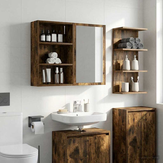 vidaXL Bathroom Wall Cabinet with Shelf Smoked Oak 40 x 16 x 62.5 cm