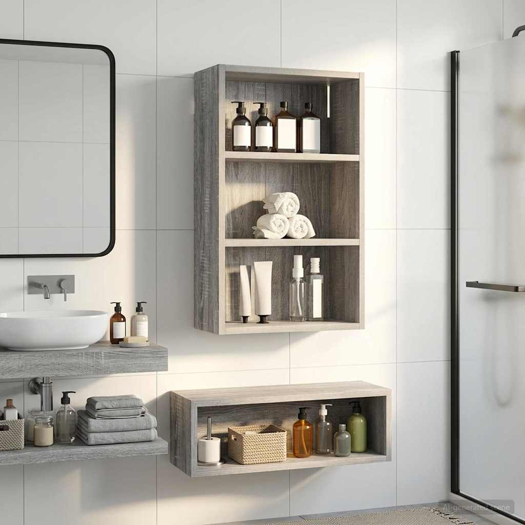 vidaXL Bathroom Wall Cabinet with Shelf Grey Sonoma 40 x 16 x 62.5 cm