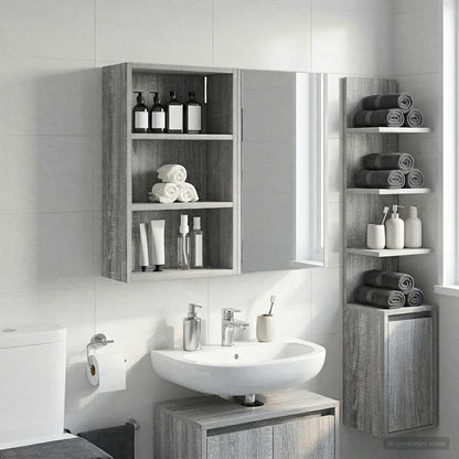 vidaXL Bathroom Wall Cabinet with Shelf Grey Sonoma 40 x 16 x 62.5 cm