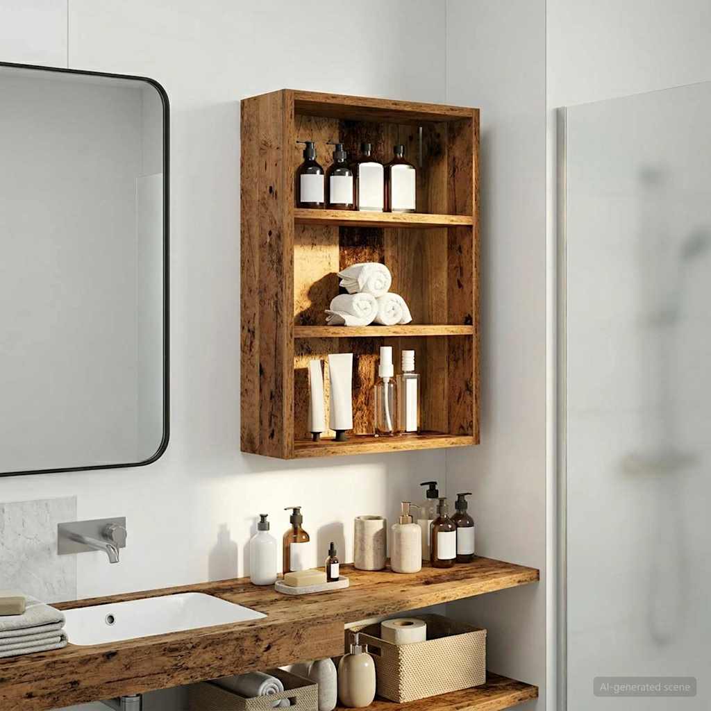 vidaXL Bathroom Wall Cabinet with Shelf Old Wood 40 x 16 x 62.5 cm
