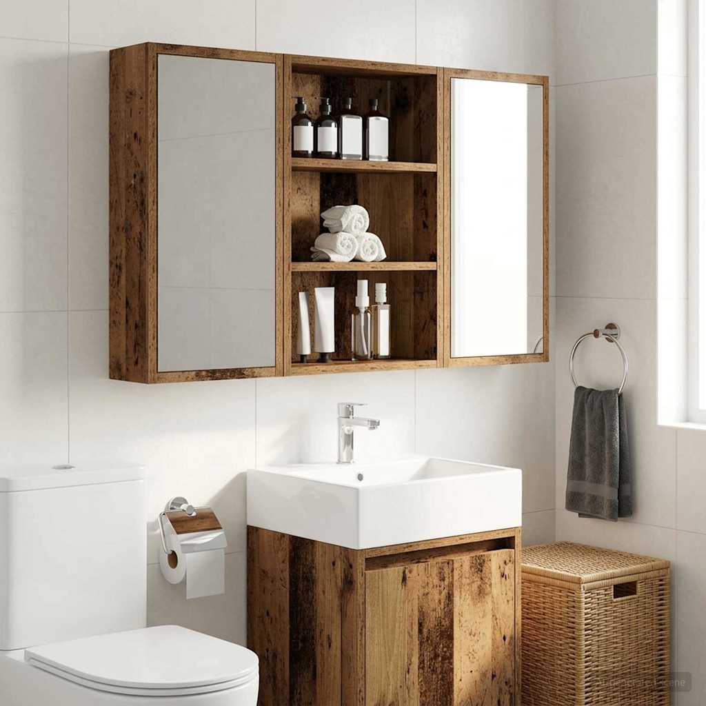vidaXL Bathroom Wall Cabinet with Shelf Old Wood 40 x 16 x 62.5 cm