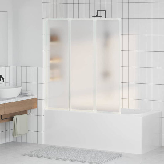 vidaXL Bath Screen Folding Frosted 132 x 140 cm Aluminium & PP Panel