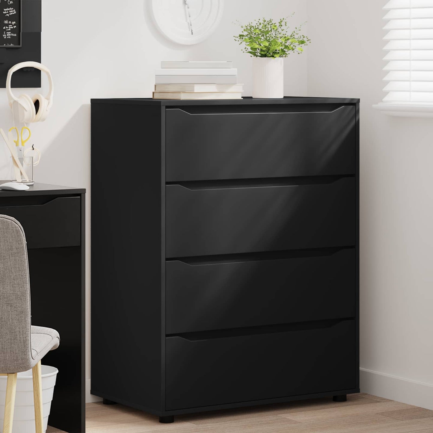 vidaXL Storage Cabinets Black 80 x 48 x 105 cm Engineered Wood