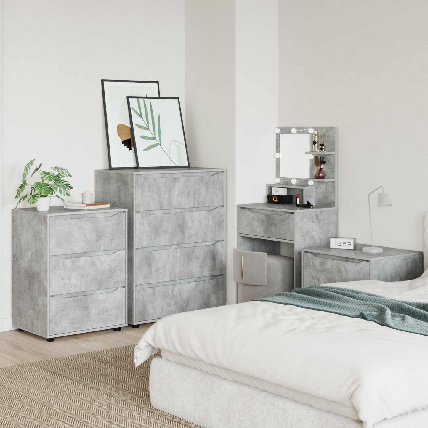 vidaXL Storage Cabinets Concrete Grey 80 x 48 x 105 cm Engineered Wood